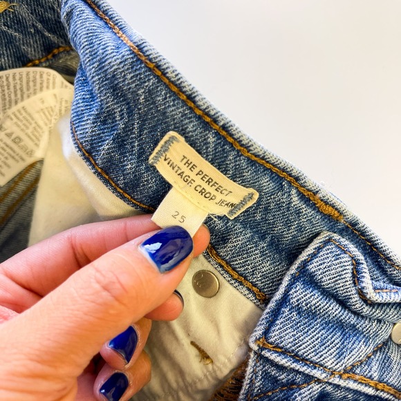 Madewell (25) The Perfect Vintage Crop Jean High Rise 25” Blue Distressed - Picture 8 of 13